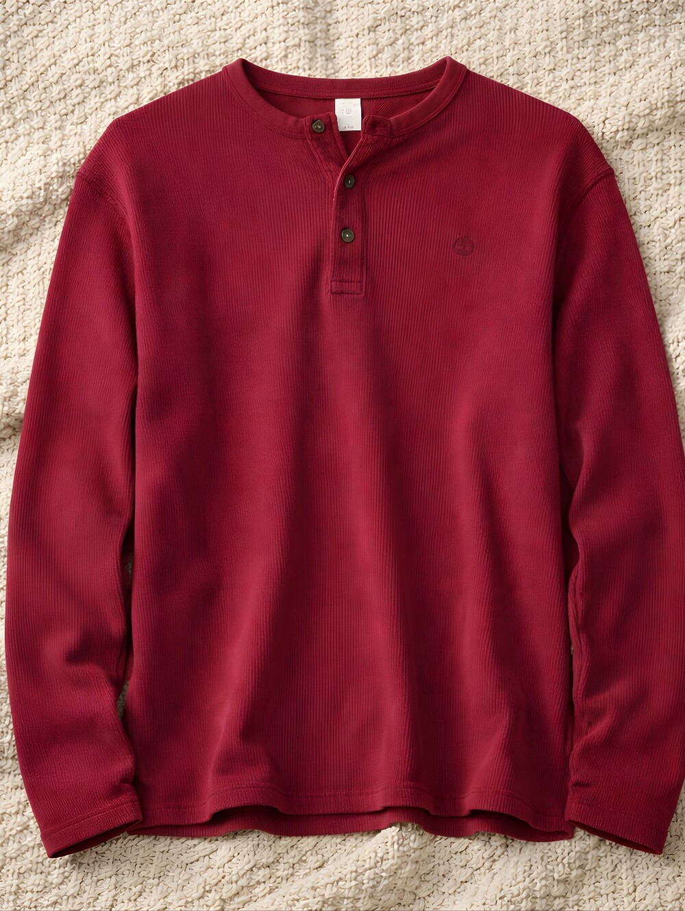 Timberland Burgundy Henley Thermal Long Sleeve XL